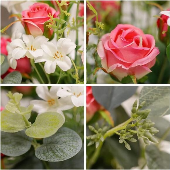 Artificial Flowers for Decoration, Rose Fake Flowers with Vase - Picture 6 of 6